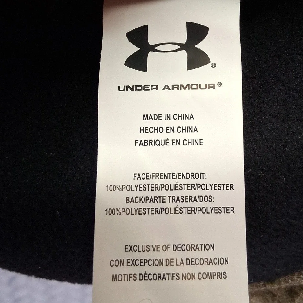Under Armour Boys Youth Large Camo Sherpa Fleece Snap Mock Neck Pullover Green
